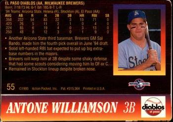 1995 Action Packed #55 Antone Williamson Back