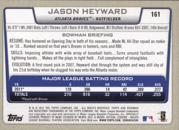 2012 Bowman #161 Jason Heyward Back