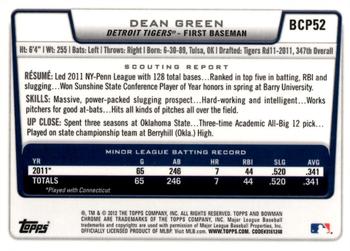 2012 Bowman - Chrome Prospect Autographs #BCP52 Dean Green Back