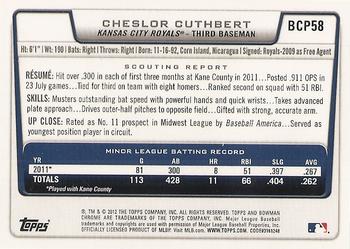 2012 Bowman - Chrome Prospect Autographs #BCP58 Cheslor Cuthbert Back