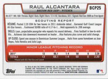 2012 Bowman - Chrome Prospects #BCP25 Raul Alcantara Back
