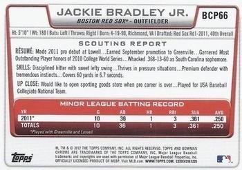 2012 Bowman - Chrome Prospects #BCP66 Jackie Bradley Jr. Back