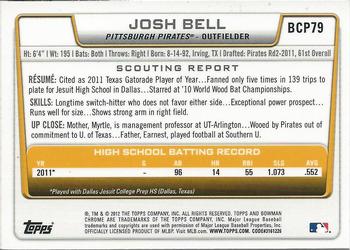 2012 Bowman - Chrome Prospects #BCP79 Josh Bell Back