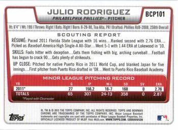 2012 Bowman - Chrome Prospects #BCP101 Julio Rodriguez Back