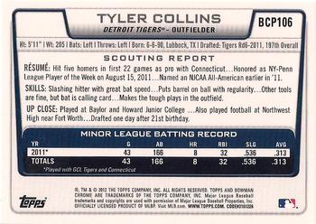 2012 Bowman - Chrome Prospects #BCP106 Tyler Collins Back