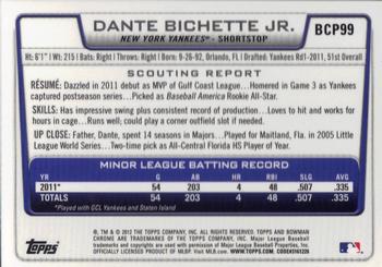 2012 Bowman - Chrome Prospects #BCP99 Dante Bichette Jr. Back