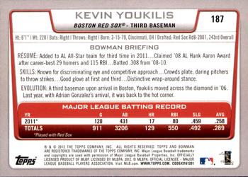 2012 Bowman - Gold #187 Kevin Youkilis Back