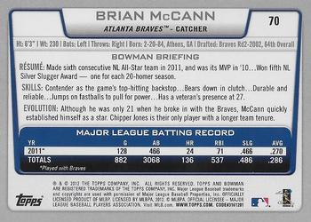 2012 Bowman - International #70 Brian McCann Back