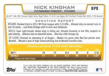 2012 Bowman - Prospects #BP8 Nick Kingham Back