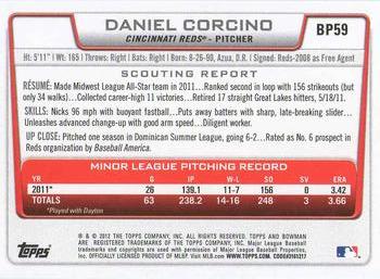 2012 Bowman - Prospects #BP59 Daniel Corcino Back