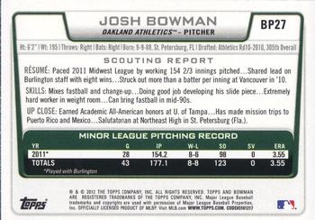 2012 Bowman - Prospects #BP27 Josh Bowman Back