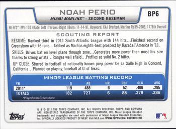 2012 Bowman - Prospects #BP6 Noah Perio Back