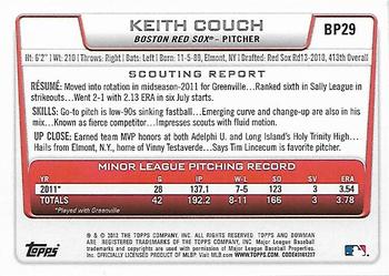 2012 Bowman - Prospects Purple #BP29 Keith Couch Back