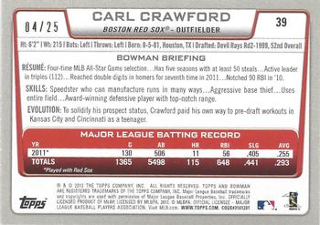 2012 Bowman - Silver Ice Red #39 Carl Crawford Back