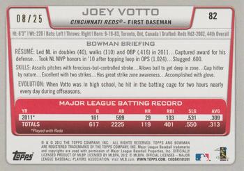 2012 Bowman - Silver Ice Red #82 Joey Votto Back