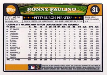2008 Topps #31 Ronny Paulino Back