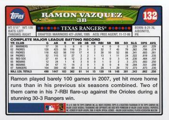 2008 Topps #132 Ramon Vazquez Back