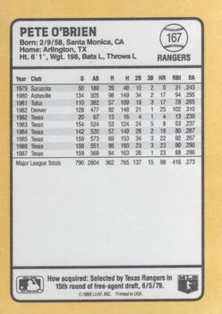 1988 Donruss Baseball's Best #167 Pete O'Brien Back