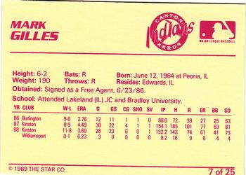 1989 Star Canton-Akron Indians #7 Mark Gilles Back