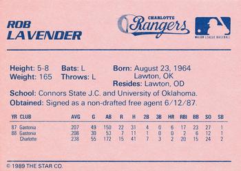 1989 Star Charlotte Rangers #NNO Rob Lavender Back