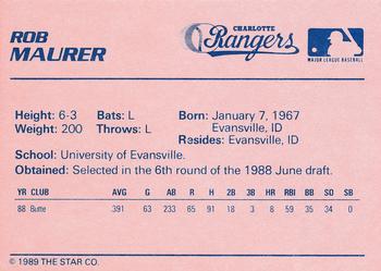 1989 Star Charlotte Rangers #NNO Rob Maurer Back