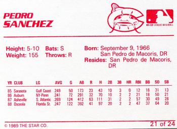 1989 Star Columbus Mudcats #21 Pedro Sanchez Back