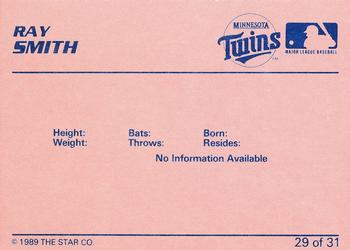 1989 Star Elizabethton Twins #29 Ray Smith Back