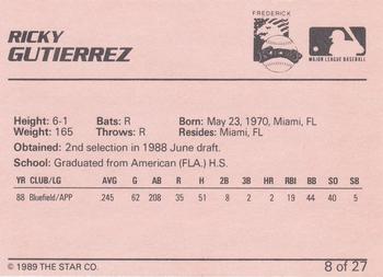 1989 Star Frederick Keys #8 Ricky Gutierrez Back