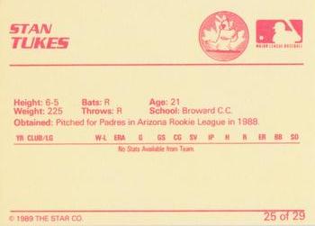 1989 Star Hamilton Redbirds #25 Stan Tukes Back