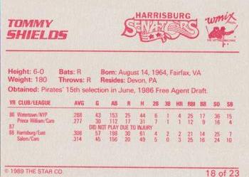 1989 Star Harrisburg Senators #18 Tommy Shields Back