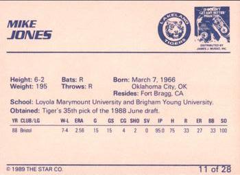 1989 Star Lakeland Tigers #11 Mike Jones Back