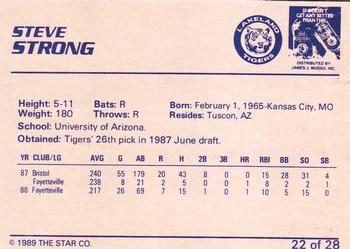 1989 Star Lakeland Tigers #22 Steve Strong Back