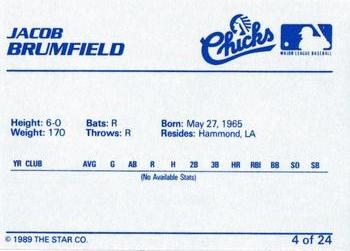 1989 Star Memphis Chicks #4 Jacob Brumfield Back