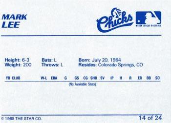 1989 Star Memphis Chicks #14 Mark Lee Back