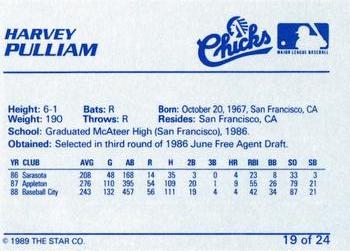 1989 Star Memphis Chicks #19 Harvey Pulliam Back
