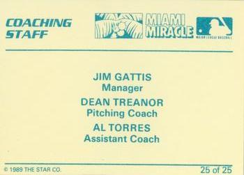 1989 Star Miami Miracle I #25 Jim Gattis / Dean Treanor / Al Torres Back