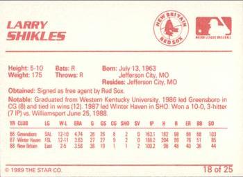 1989 Star New Britain Red Sox #18 Larry Shikles Back