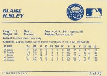 1989 Star Osceola Astros #8 Blaise Ilsley Back