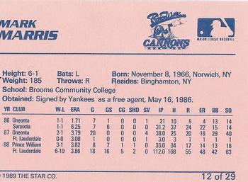 1989 Star Prince William Cannons #12 Mark Marris Back