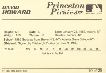 1989 Star Princeton Pirates - Platinum #10 David Howard Back