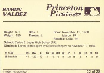 1989 Star Princeton Pirates - Platinum #22 Ramon Valdez Back