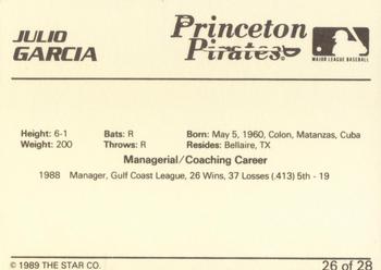 1989 Star Princeton Pirates - Platinum #26 Julio Garcia Back