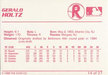 1989 Star Reading Phillies #14 Gerald Holtz Back