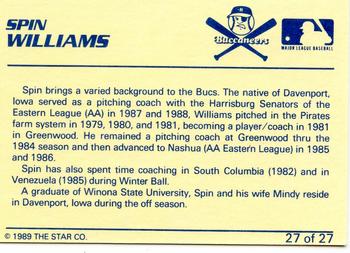 1989 Star Salem Buccaneers #27 Spin Williams Back