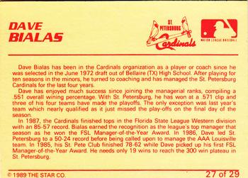 1989 Star St. Petersburg Cardinals #27 Dave Bialas Back
