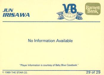 1989 Star Vero Beach Dodgers #29 Jun Irisawa Back