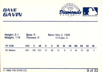 1989 Star Waterloo Diamonds #9 Dave Gavin Back