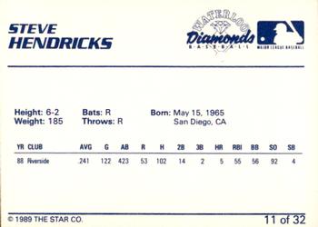 1989 Star Waterloo Diamonds #11 Steve Hendricks Back