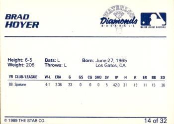 1989 Star Waterloo Diamonds #14 Brad Hoyer Back
