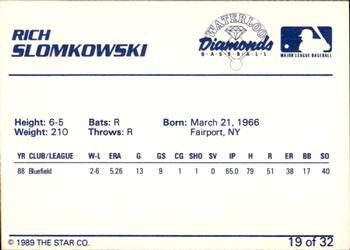 1989 Star Waterloo Diamonds #19 Rich Slomkowski Back